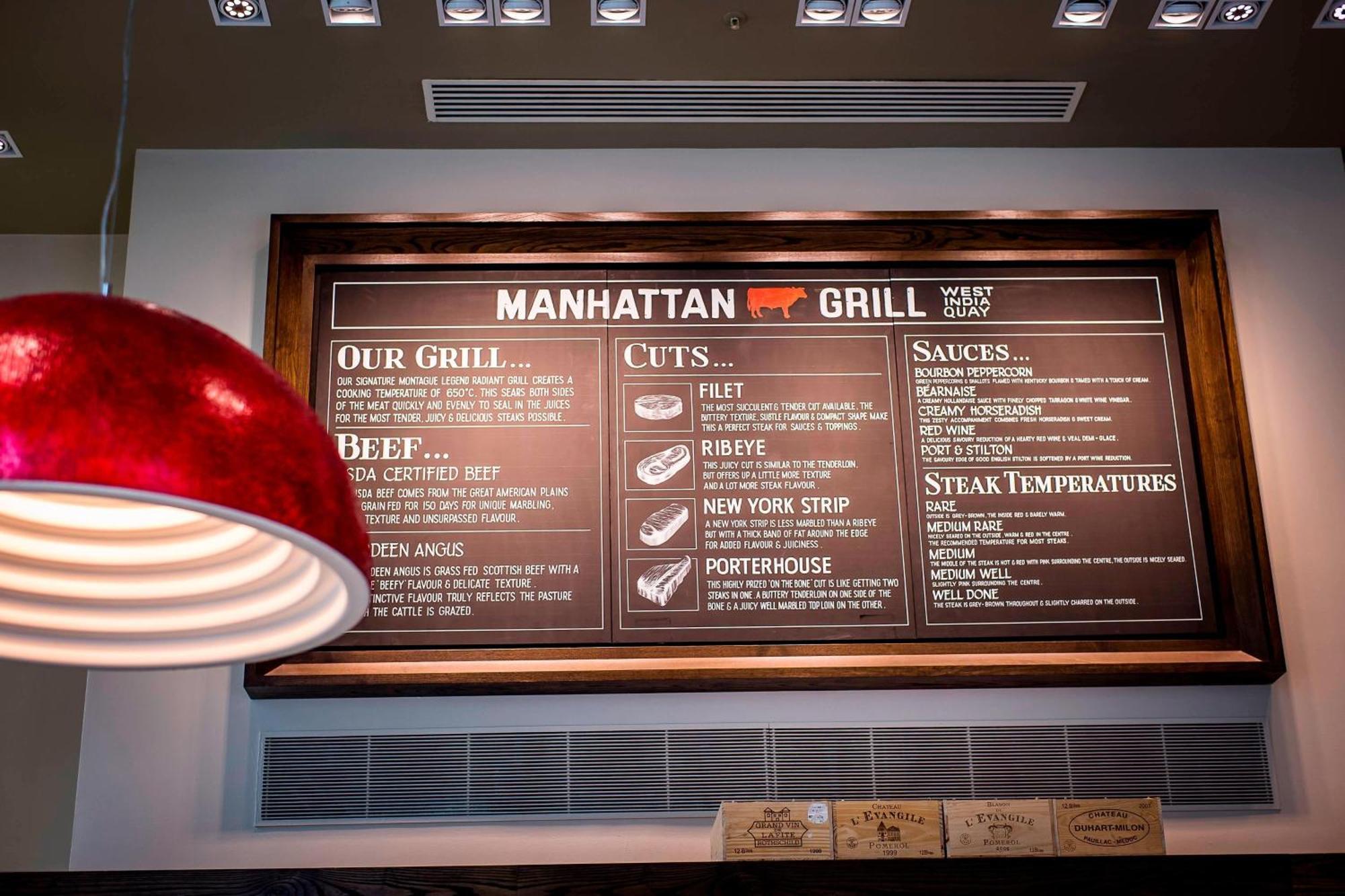 London Marriott Hotel Canary Wharf Экстерьер фото Menu at a restaurant